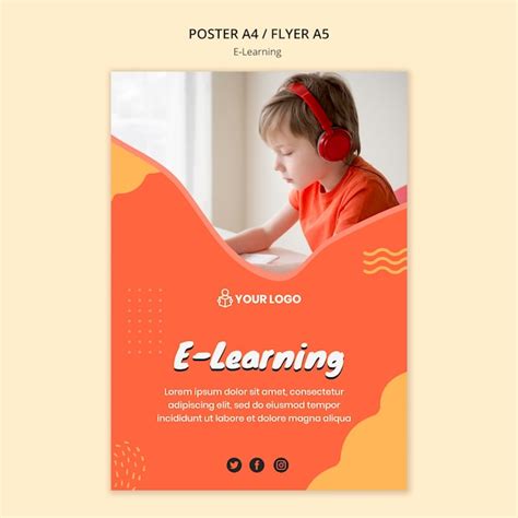 Free Psd E Learning Poster Template Concept