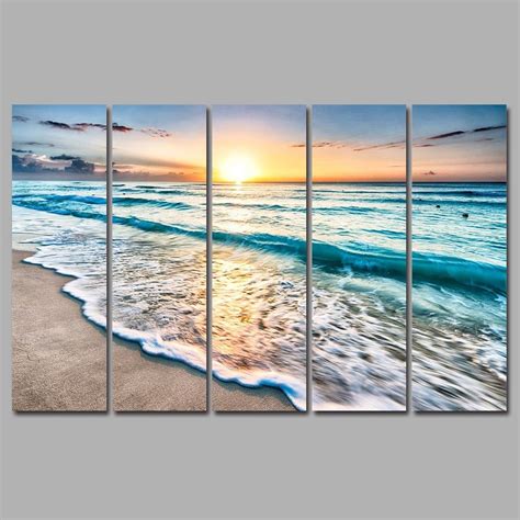 Sunset Beach Frameless Printed Canvas Wall Art Paintings Pcs Cheap