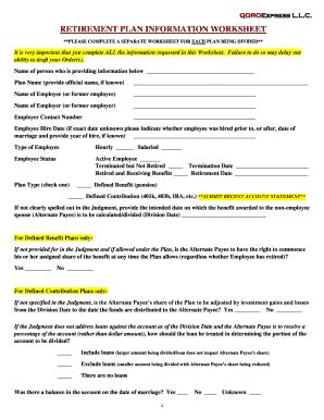 Fillable Online Retirement Plan Information Worksheet Fax Email Print