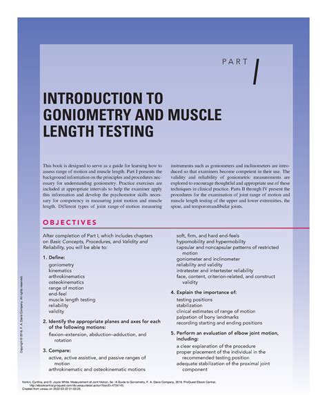 Measurement Of Joint Motion 5e A Guide To Goniomet P A R T