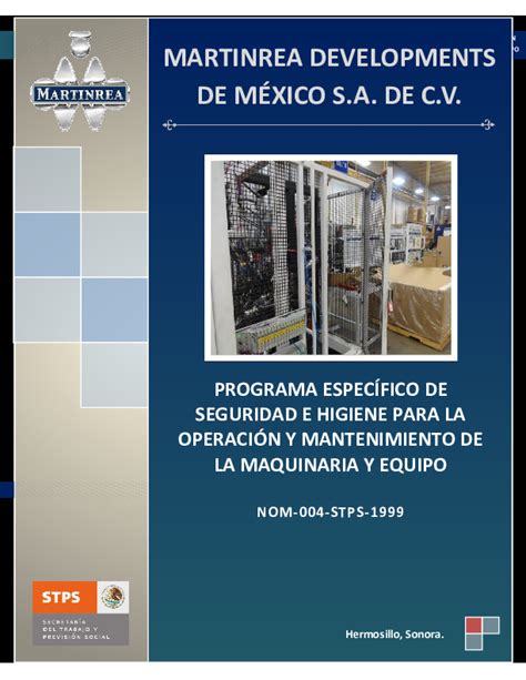 Programa Especifico De Seguridad E Higiene Para La Operacion Y