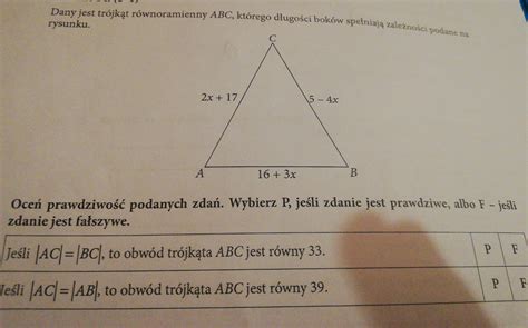 Dany Jest Trojkat Rownoramienny W Ktorym Ramie O Dlugosci Question