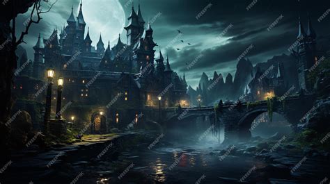 Premium AI Image | Game background Castle in the night