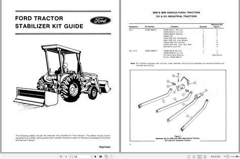 New Holland Ford Tractor Stabilizer Kit Guide Operator S Manual 42881010