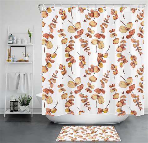 Autumn Leaves Shower Curtain Vibrant Orange And Red Botanical Bathroom