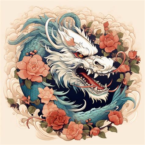 Premium AI Image | A Classic Chinese Dragon Tattoo in OldFashioned Style