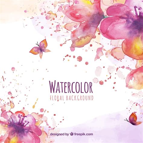 Premium Vector Watercolor Floral Background With Butterflies