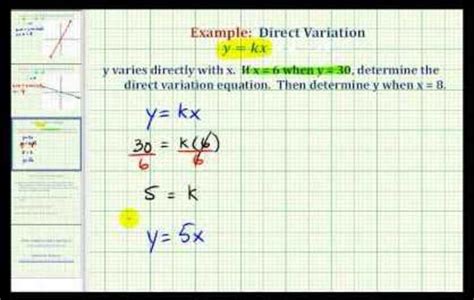 Direct Variation Equation (Example) Instructional Video for 8th - 11th ...