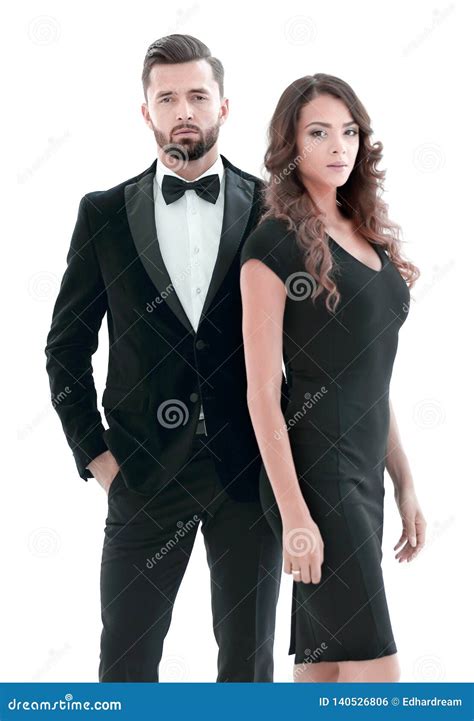 Handsome Man And Woman In Black Dress Stock Photo Image Of Clothes