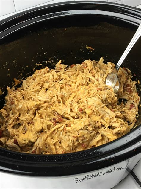 Slow Cooker Queso Chicken Tacos Easy Sweet Little Bluebird