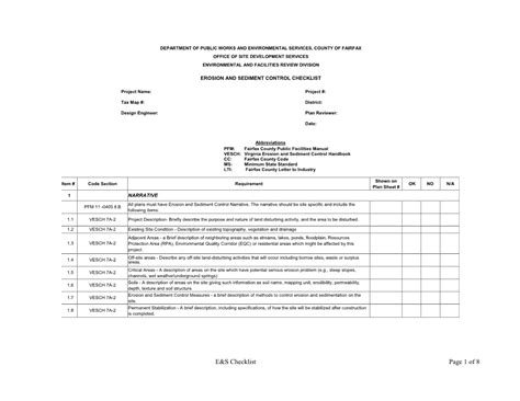 The Fairfax County Erosion And Sediment Control Checklist Docslib