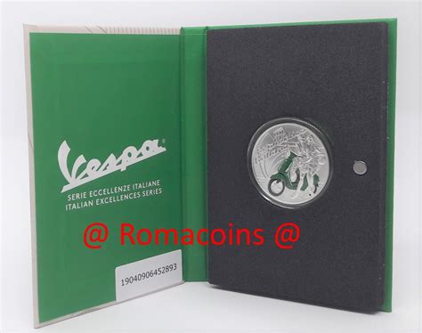 5 Euro Vespa Verde 2019 Italia Moneta Argento Fdc Romacoins