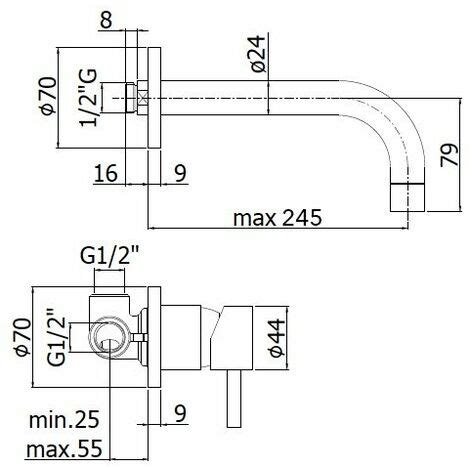 Unterputz Waschtischbatterie Mit Auslauf L 245 Mm Stahloptik Paffoni