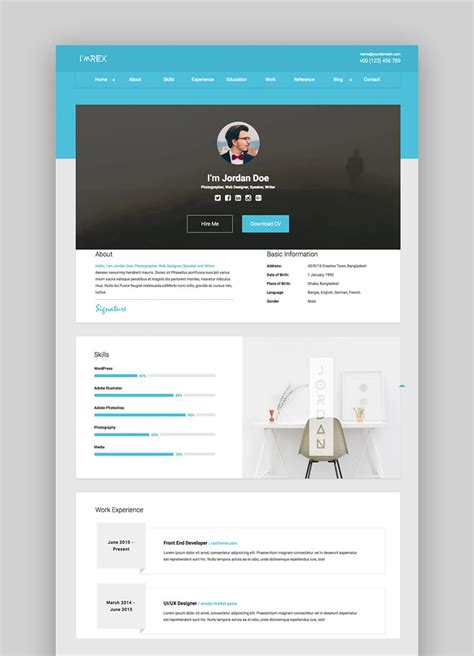 Html Resume Best Html Resume Templates To Make Personal Profile Cv