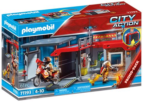 Playmobil City Action Pas Cher Caserne De Pompiers Transportable