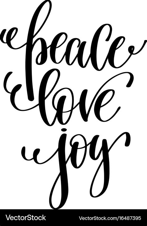 Peace Love Joy Hand Lettering Positive Quote To Vector Image