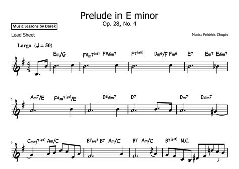 Prelude in E minor (LEAD SHEET) Op. 28, No. 4 [Frédéric Chopin] (arr ...