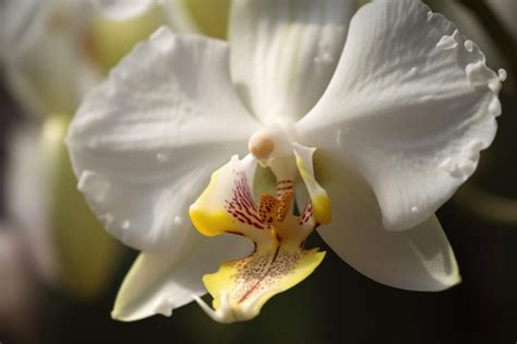 Premium Ai Image Closeup Of Delicate Orchid Bloom Its Petals In Full