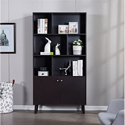 Bookcase with Doors Black - Walmart.com