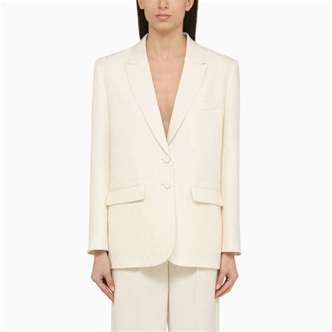 Valentino Ivory Single Breasted Jacket In Wool And Silk Thedoublef