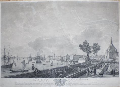 Antique Print Vue De La Ville Et Du Port De Bordeaux Prise Du