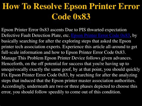 Ppt How To Resolve Epson Printer Error Code X Powerpoint