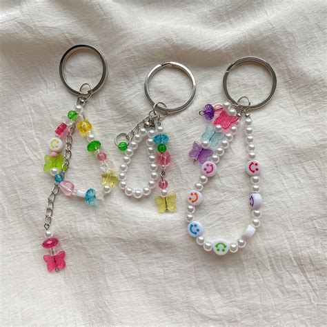 Y2k Beaded Keychain 90s 2000s Aesthetic Lanyard Key Charm Etsy