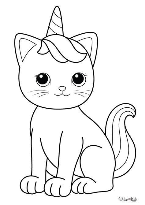 Unicorn Cat Coloring Pages (Free Printable PDFs) | WakeTheKids