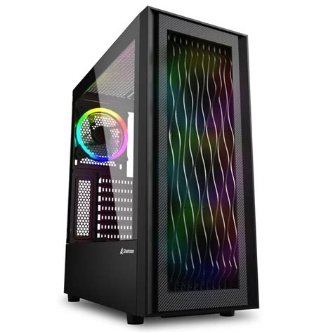 Gabinete ATX Gaming Sharkoon Wave RGB Negro Frente Ondas RGB 4 Fanes