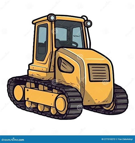 Bulldozer in Cartoon Style Stiker on White Background on Isolated ...