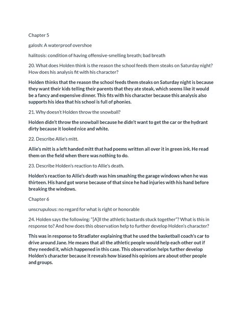 Catcher In The Rye Chapter 5 Summary at James Vanhorn blog