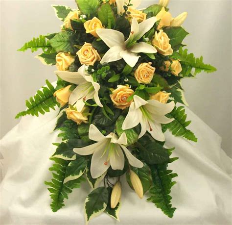 Shower Bouquets Gold Rose And Tiger Lily Shower Bouquet Silk Wedding