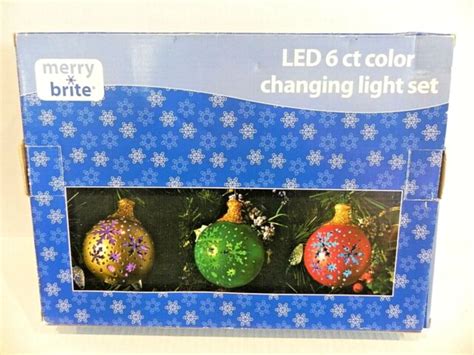 Merry Brite Snowflake Lighted Ball Ornaments Led Color Lights In Box