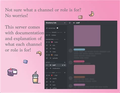 Aesthetic Discord Server Template Strawberry Pink Cafe Themed Etsy