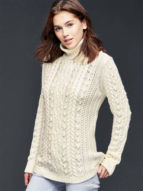 Lyst Gap Cable Knit Turtle Neck Sweater In Natural