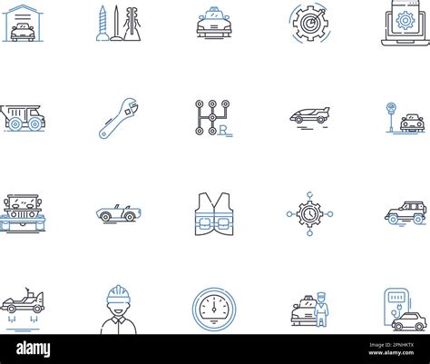 Car Repairs Line Icons Collection Mechanics Engine Transmission