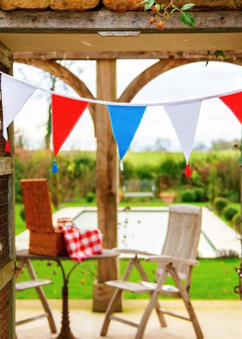 Red White And Blue Fabric Bunting 3m Clocks Home And Garden