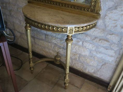 Lot De Console Demi Lune De Style Louis Xvi En Bois Dor Moulur Et