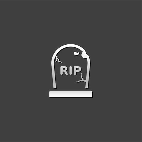 Premium Vector Tomb Stone Icon In Metallic Grey Color Stylemonument