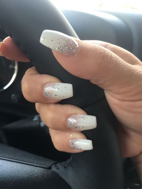 Nail Design Silver Nails White And Silver Nails White Glitter Nails