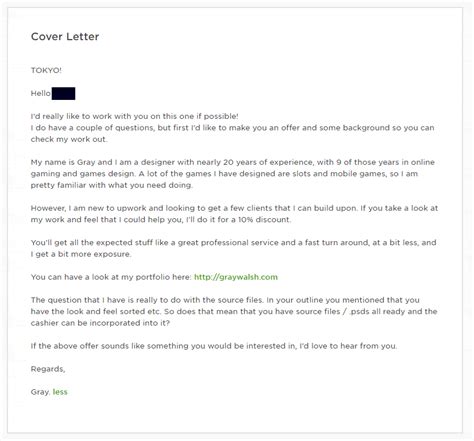 Upwork Cover Letter Examples