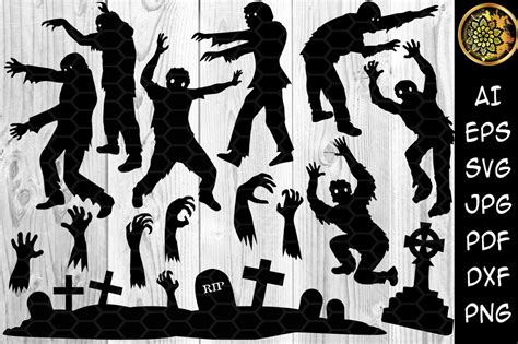 Halloween Zombie Silhouette Clip Art Graphic by V-Design Creator ...