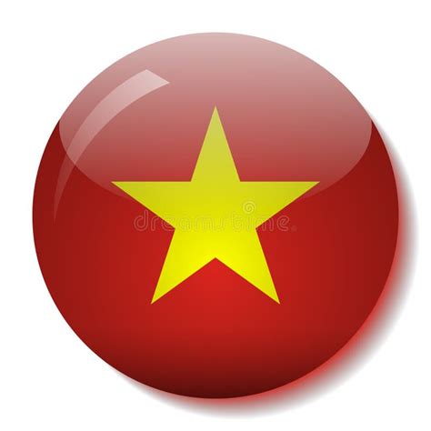 Vietnamese Flag Glass Button Vector Illustration Stock Vector