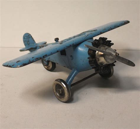 Bargain John S Antiques Antique Cast Iron Lindy Airplane Blue Paint