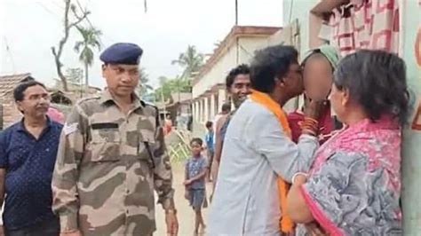 West Bengal Bjp Mp Kisses Woman During Election Campaign In North