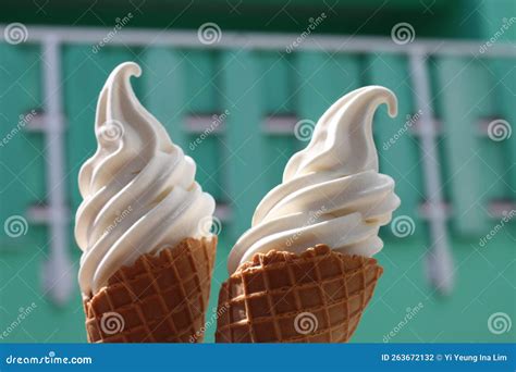 Two Vanilla Ice Creams Freshly Made Stock Photo Image Of Creams