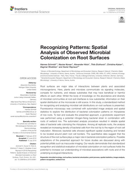 Pdf Recognizing Patterns Spatial Analysis Of Observed Microbial