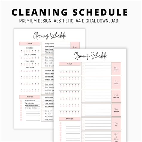 Cleaning Routine Template Cleaning Schedule Checklist Physical Deep Cleaning Routine