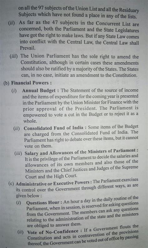 The Union Parliament Morning Star Class Civics Answers Chapter