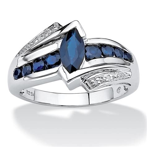 128 Tcw Marquise Cut Genuine Midnight Blue Sapphire Platinum Over